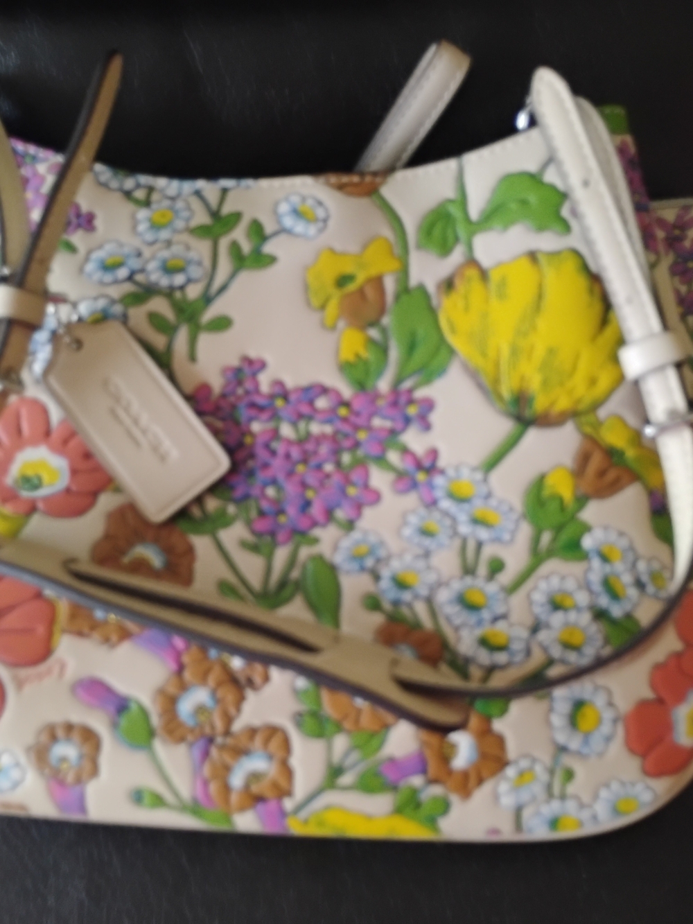 Coach Floral Embossed Crossbody Bag in Cream and Coral - Picture 2 of 14